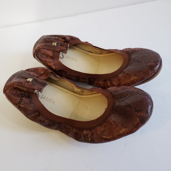 Yosi Samra Leather Python Ballet Flats Size 9